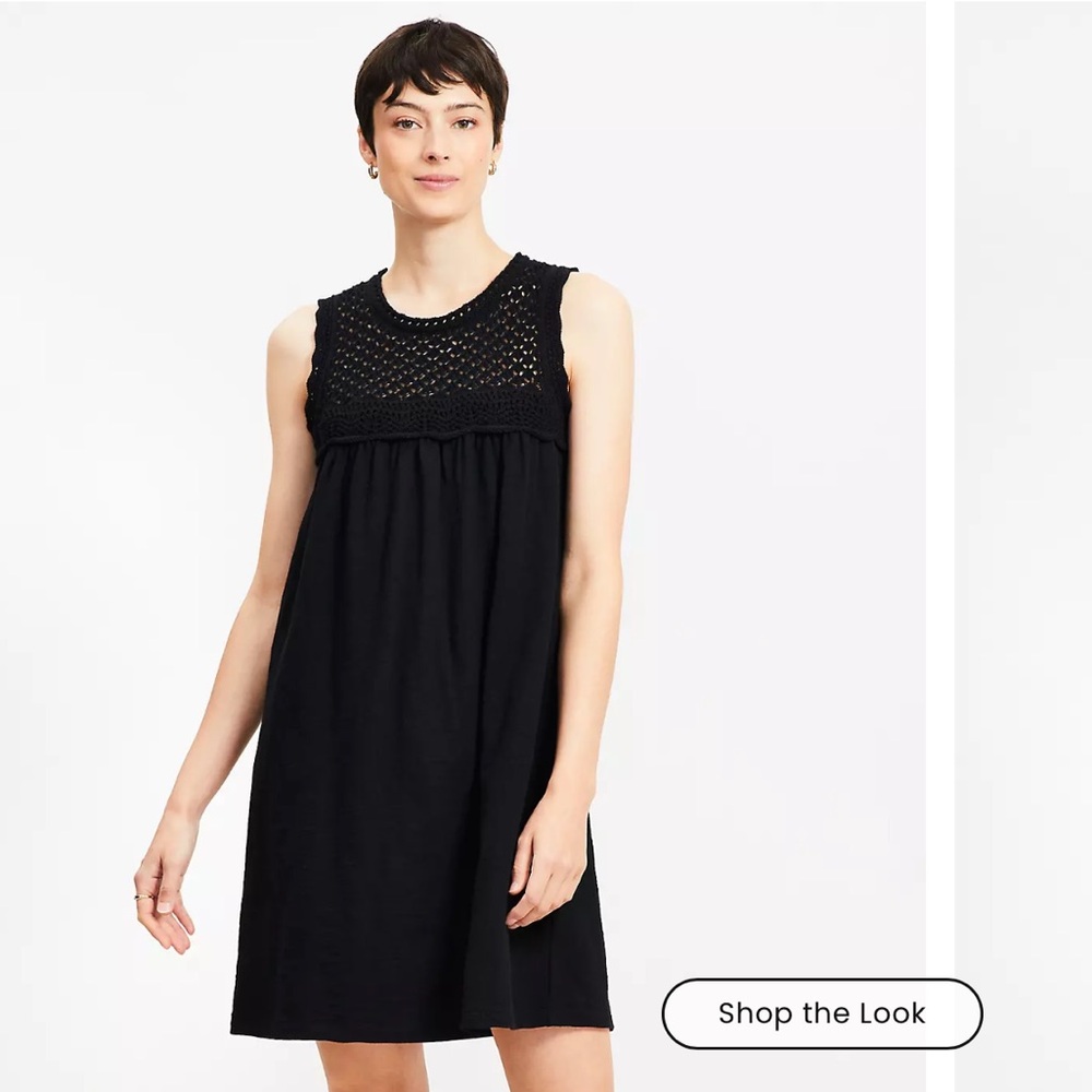 NWT LOFT Crochet Yoke Mini Dress - Picture 2 of 9